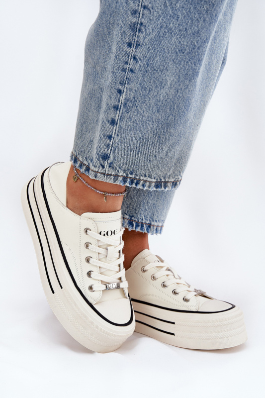 Dámské Kožené Tenisky Na Platformě GOE RR2N4106 Bílé 40