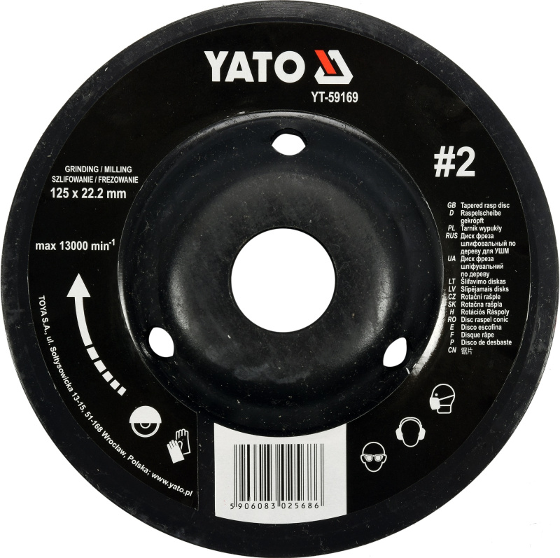 Yato Rotační rašple úhlová jemná 125 mm typ 2, YT-59169