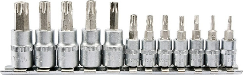 Sada hlavic s bity TORX s otvorem 1/4" a 3/8" 12 ks - YT-04332