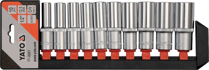 Sada vnitřních nástrčných klíčů 1/2" šestihranných 10ks 10-24 mm YATO - YT-38861
