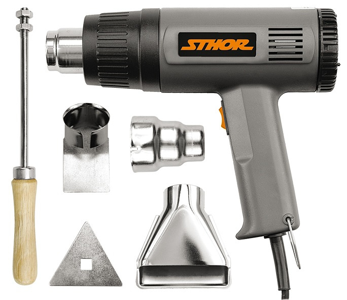 STHOR Pistole opalovací 230V 1000/1500W 375/495°C + příslušenství