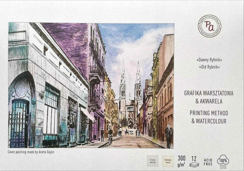 Blok pro dílenskou grafiku a akvarel „Dawny Rybnik” 300g 100% 12ark A3