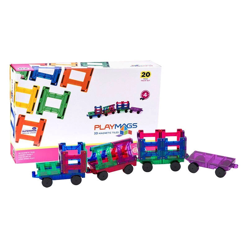 Playmags 3D magnetic train blocks 155 sada 20 ks
