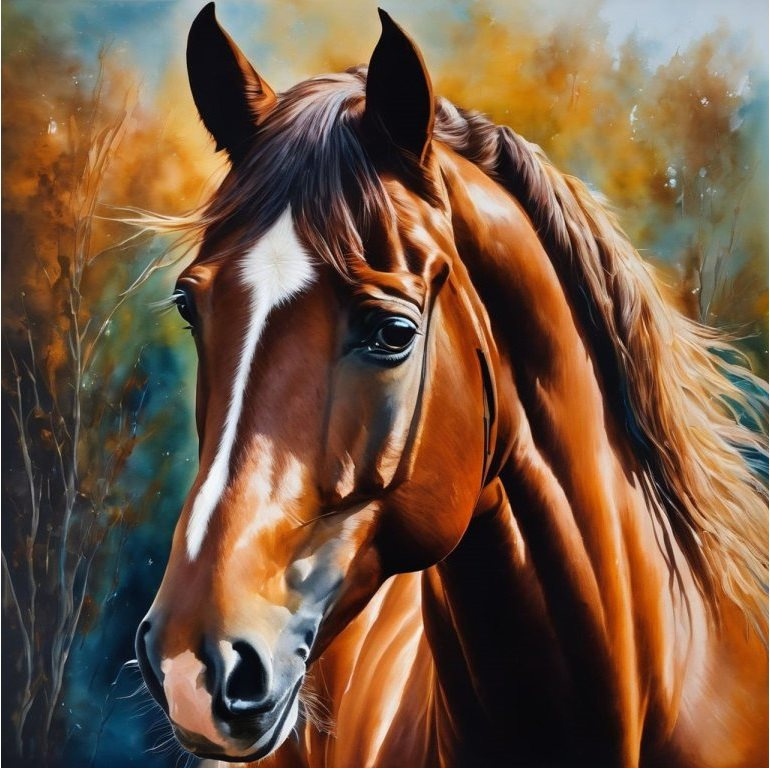 Diamantový obrázek Hlava koně v lese 30 x 40 cm