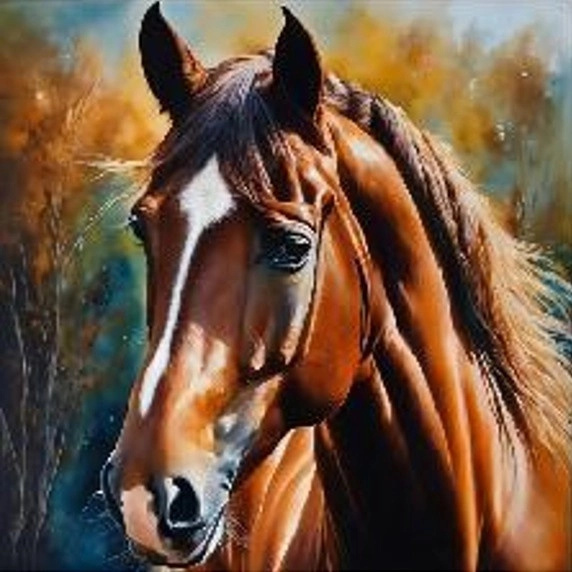 Diamantový obrázek Hlava koně v lese 30 x 40 cm