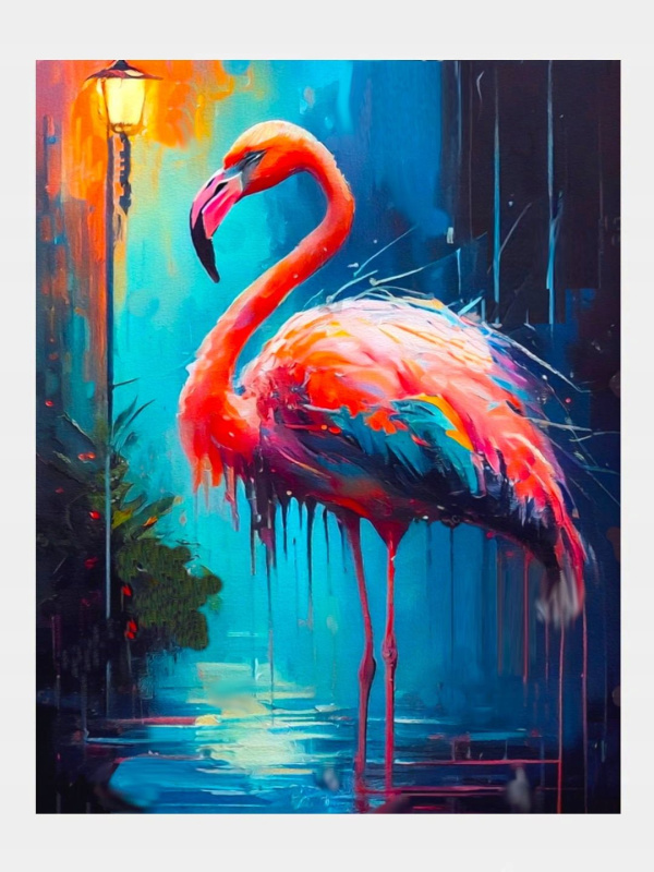 Diamantové malování Barevný plameňák 30 × 40 cm