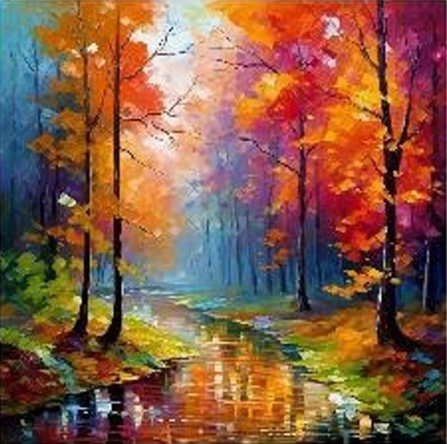 NORIMPEX Malování podle čísel Řeka na podzim v lese 40 × 50 cm