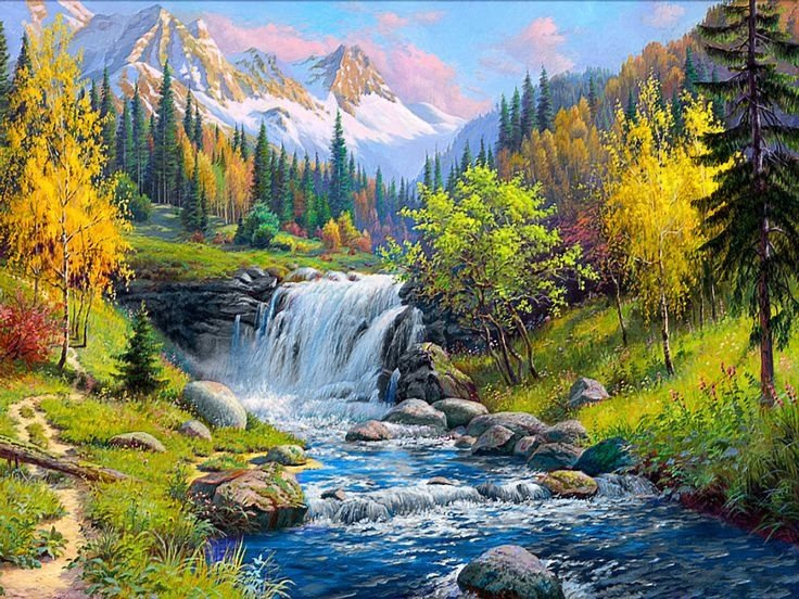 Diamantové malování Horská říčka 30 × 40 cm