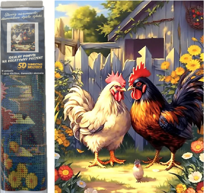 Diamantové malování Kuřecí rodinka 30 × 40 cm