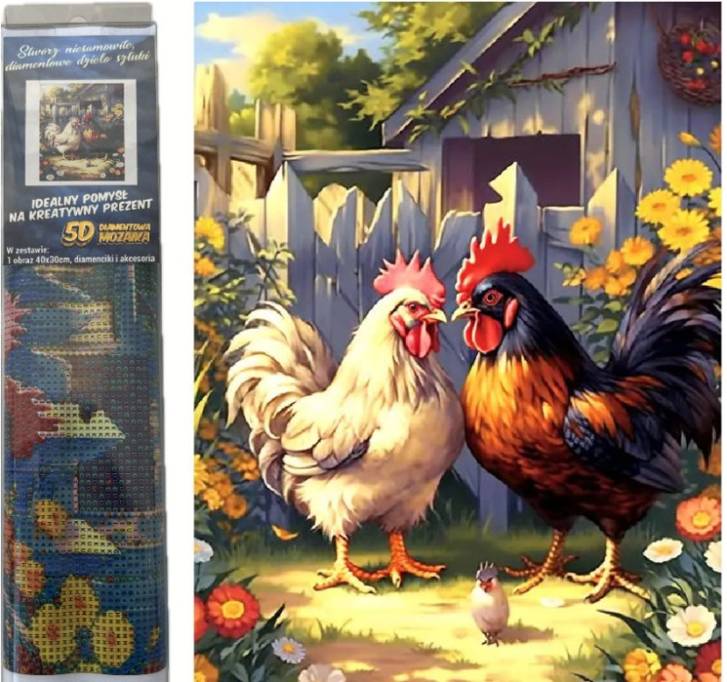 Diamantové malování Kuřecí rodinka 30 × 40 cm