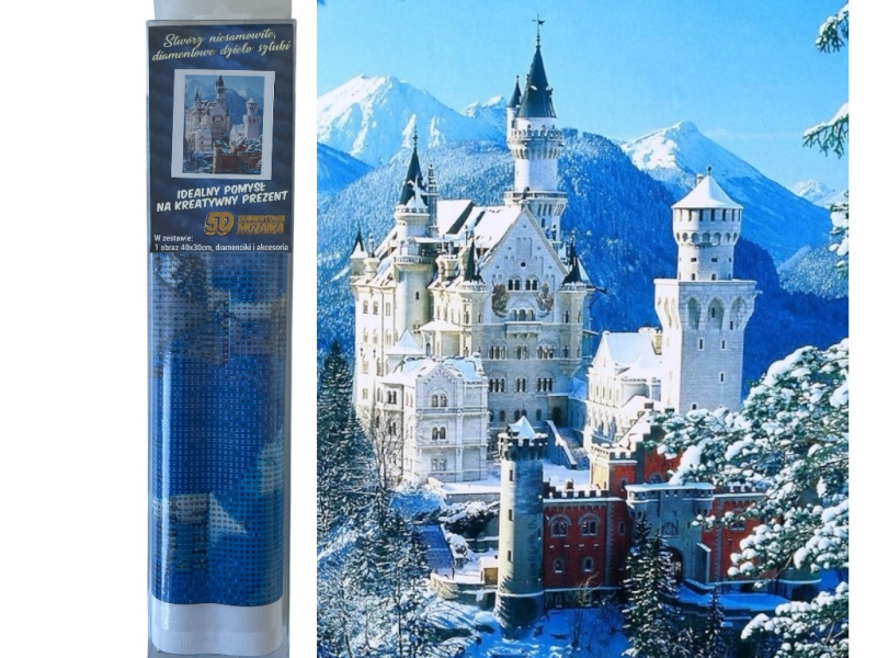Diamantové malování zámek Neuschwanstein v zimě