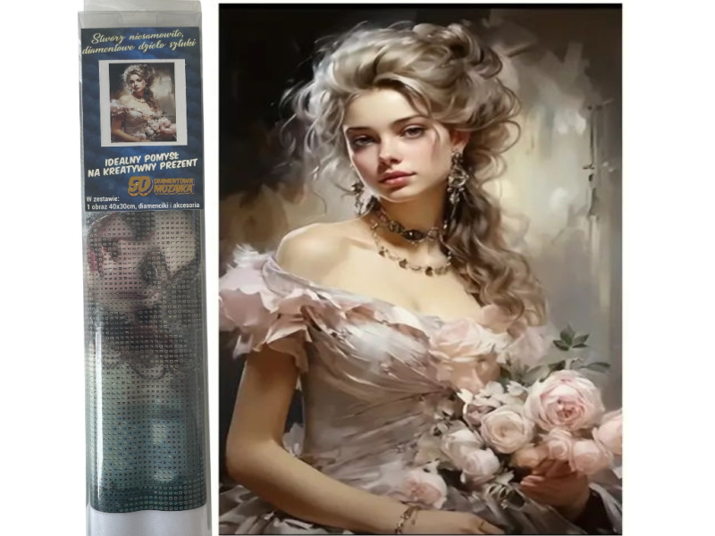 diamantové malování dívka s růžemi 30 × 40 cm