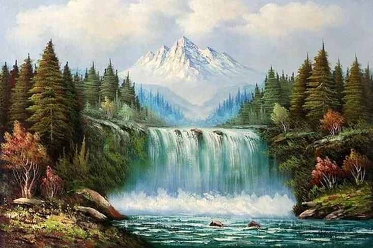 NORIMPEX Malování podle čísel krajina s vodopádem a horou 40 × 50 cm