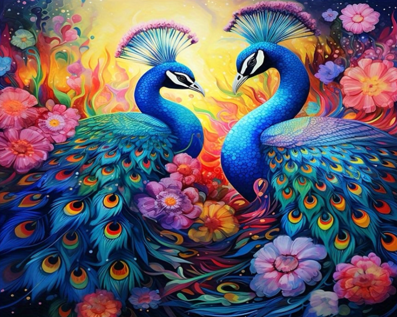 Diamantové malování – Paví schůzka 30 × 40 cm