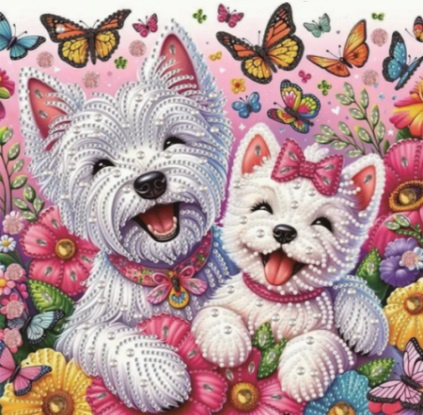 NORIMPEX Diamantové malování  na plátně Veselí pejsci 23x30cm