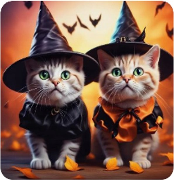 diamantové malování kočičí halloween 30 × 40 cm