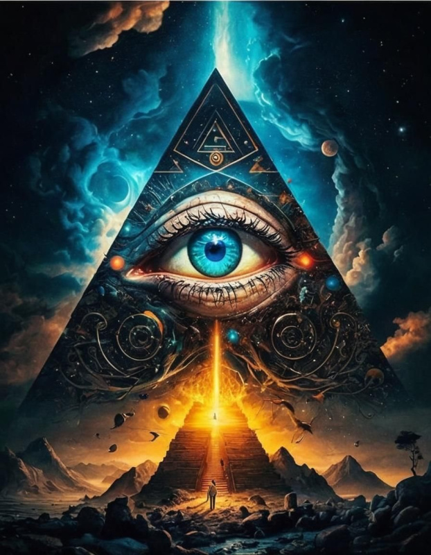 Diamantové malování Jasnozřivé oko v pyramidě 30x40cm