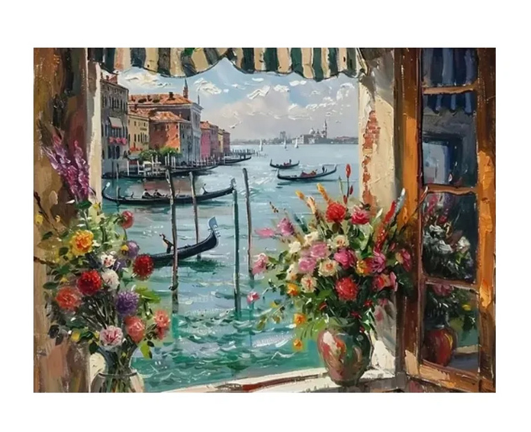 diamantové malování pohled na benátky 30 × 40 cm