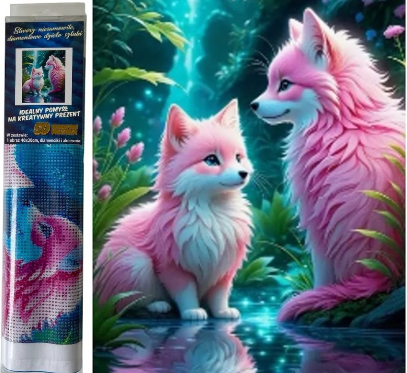 Diamantová mozaika - Růžoví lišáci