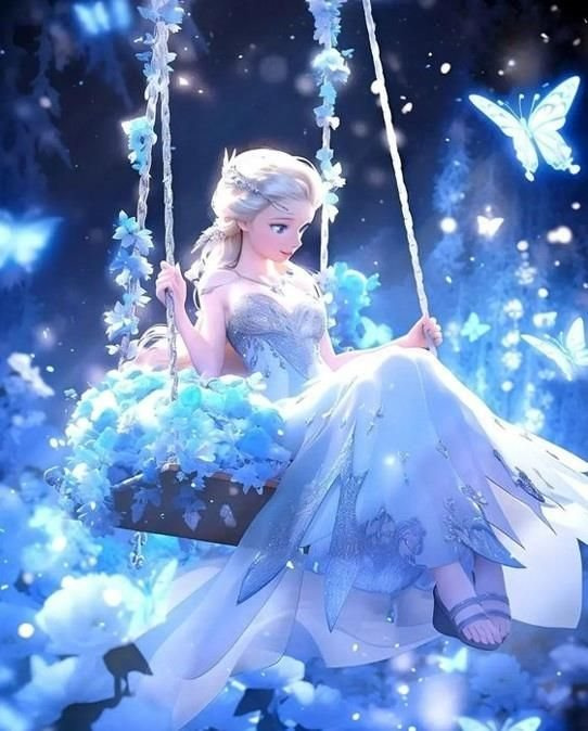 Diamantové malování Elsa na houpačce