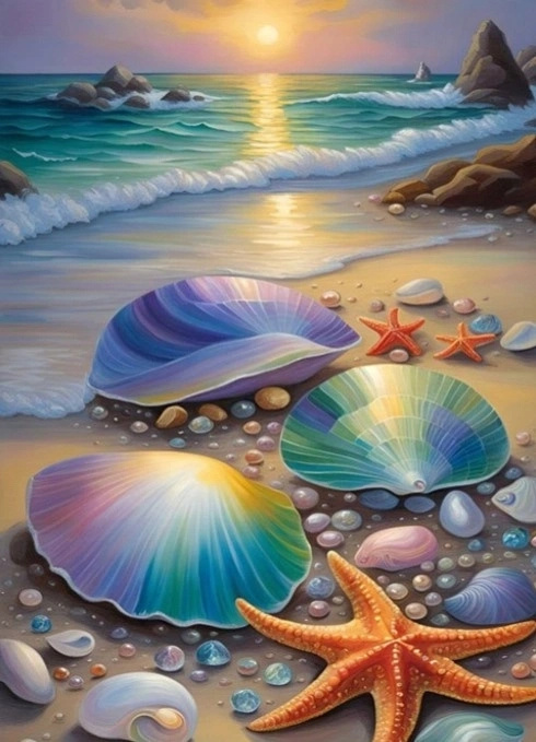 NORIMPEX Malování podle čísel Barevné mušle na pláži 40 x 50 cm