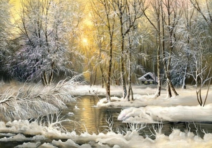 norimpex diamantové malování – les s osamělou chatkou 30 × 40 cm