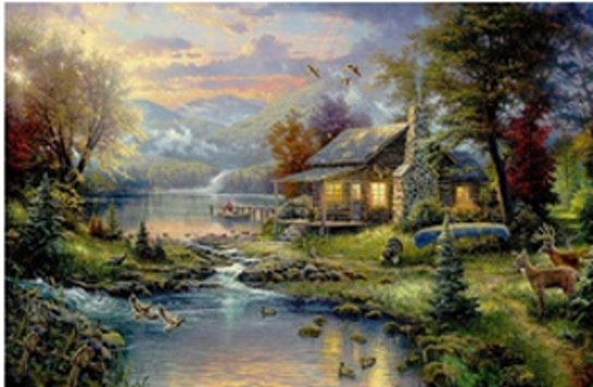 Norimpex Diamantové malování Horská chata u jezera 30 x 40 cm