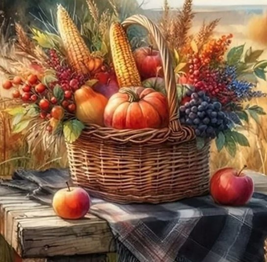 Diamantové malování Podzimní košík 30 × 40 cm