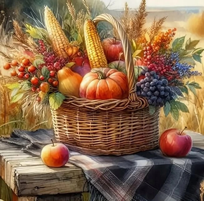 Diamantové malování Podzimní košík 30 × 40 cm