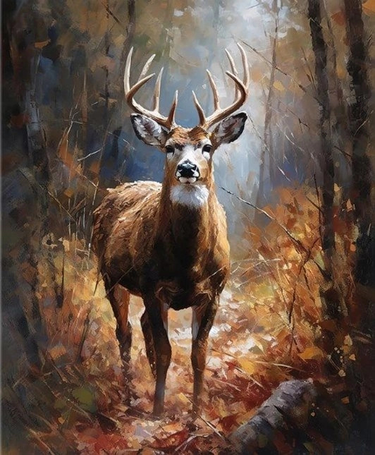 Diamantové malování Jelen v lese 30 × 40 cm