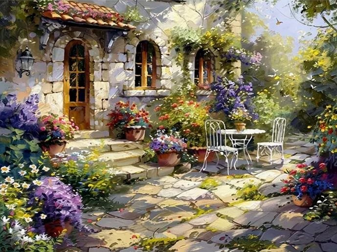 Diamantové malování Kamenná terasa 30 × 40 cm
