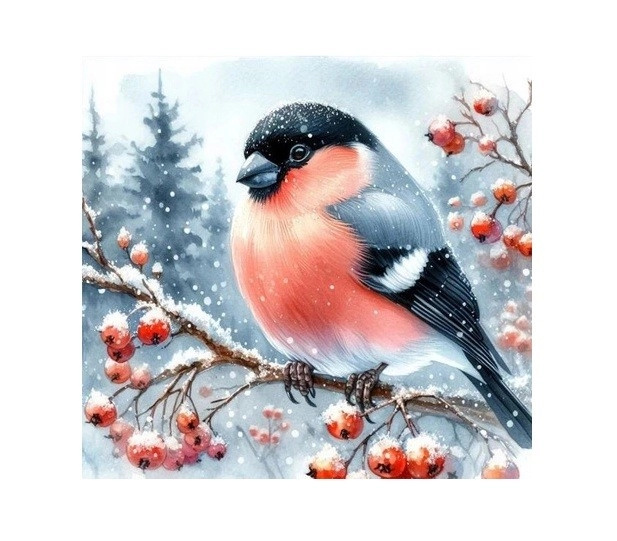 Diamentová mozaika Ptáci Zima - Kreativní Háčkování 30x40 cm