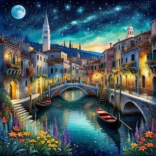 Norimpex malování podle čísel Benátky v noci 40 × 50 cm