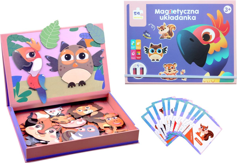 Magnetická skládačka Norimpex 2v1 Veselá divoká zvířátka 54 dílů