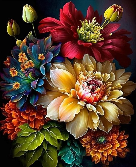 diamantové malování kytice s pivoňkami 30 × 40 cm