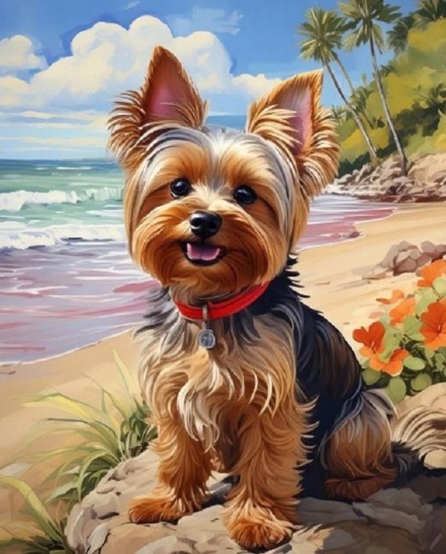 Norimpex Malování podle čísel Yorkshire na pláži 40 × 50 cm