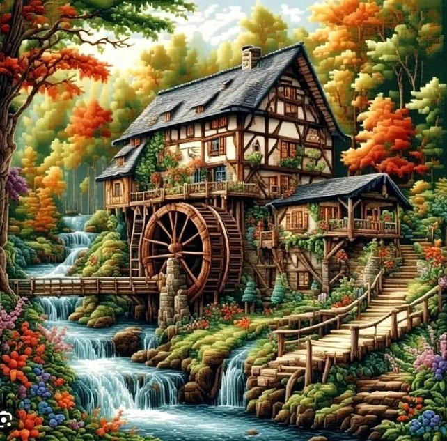 Norimpex Malování podle čísel Mlýn v lese 40 × 50 cm