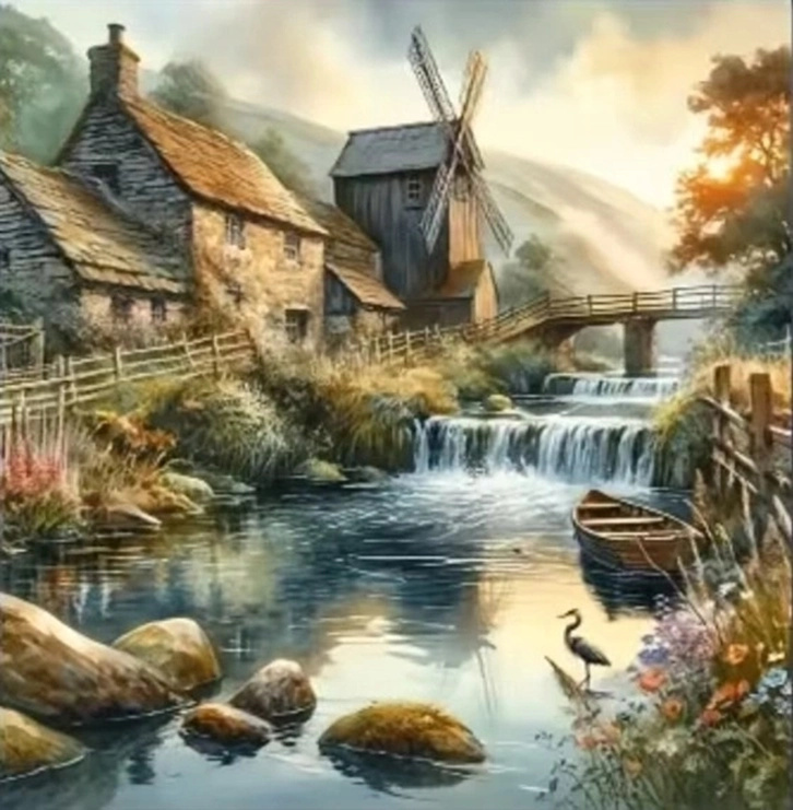 Norimpex Malování podle čísel Mlýn na řece 40 × 50 cm