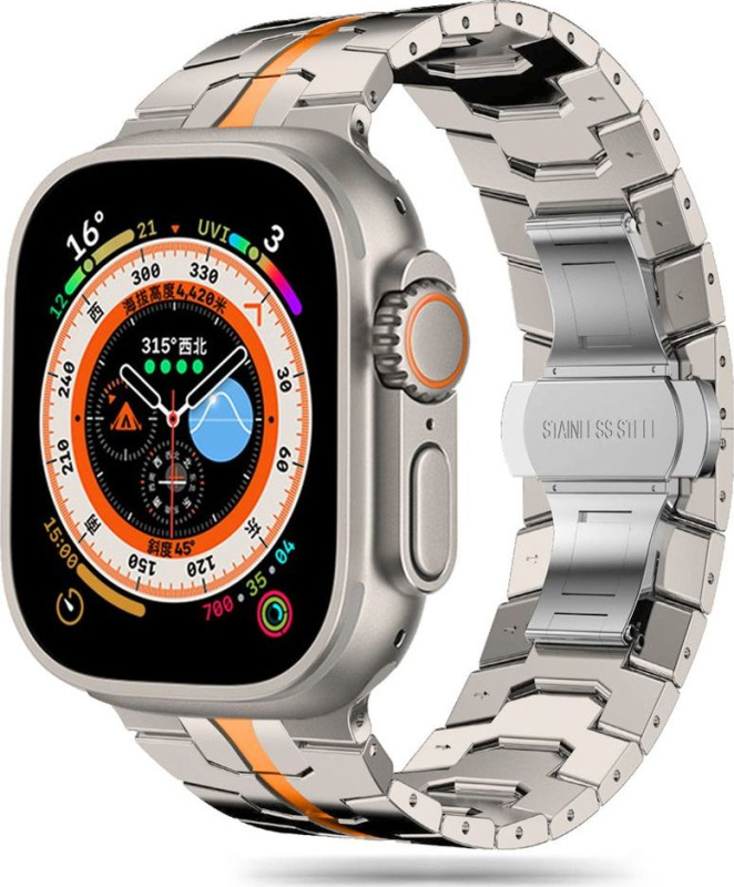 Tech-Protect Řemínek na Apple Watch 44mm / 45mm / 46mm / 49mm - Tech-Protect, Stainless Line Orange