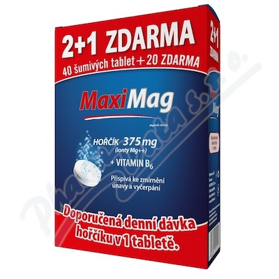 MAXIMAG Hořčík + B6 šumivé .2+1 ZDARMA 3 x 20 tablet