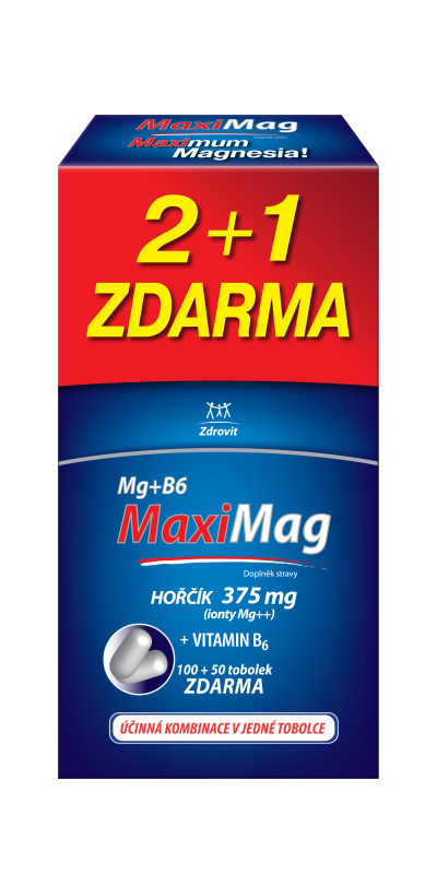 MaxiMag Hořčík 375mg+B6 tob.100+50 ZDARMA