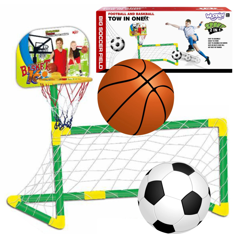 Woopie sportovní sada 2v1 basketbal a fotbalová branka