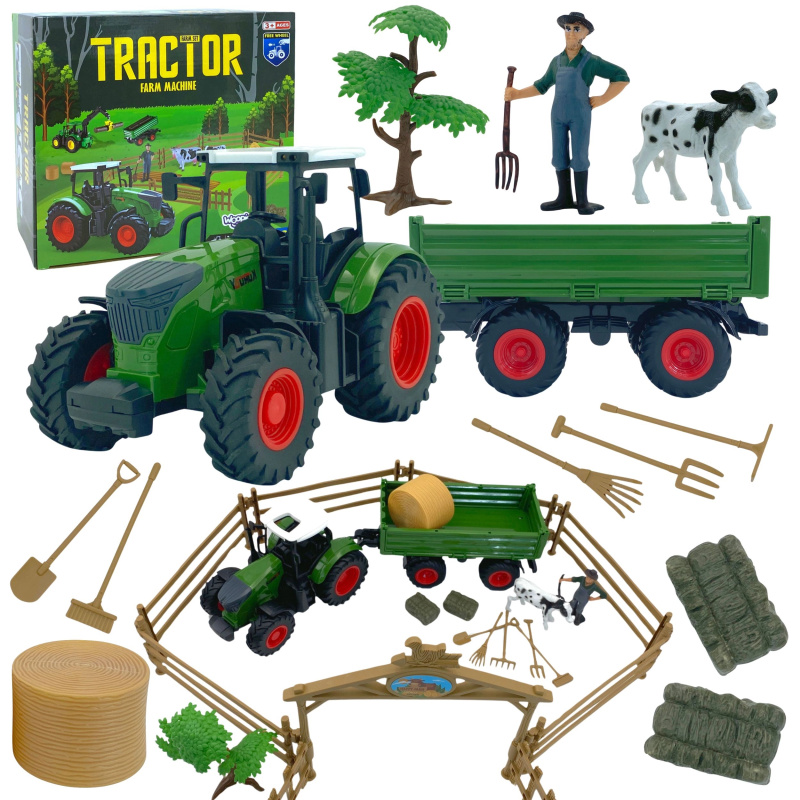 Mini farma traktor se zvířátky a nástroji od Woopie