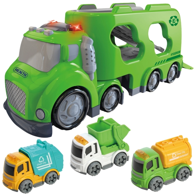 Woopie zelená odtahová služba City Truck s efekty zvuku a světla