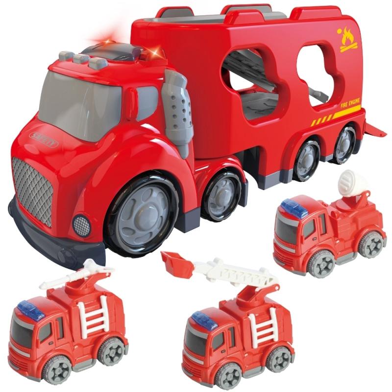 Velký červený odtahový vůz City Truck s efekty zvuku a světla