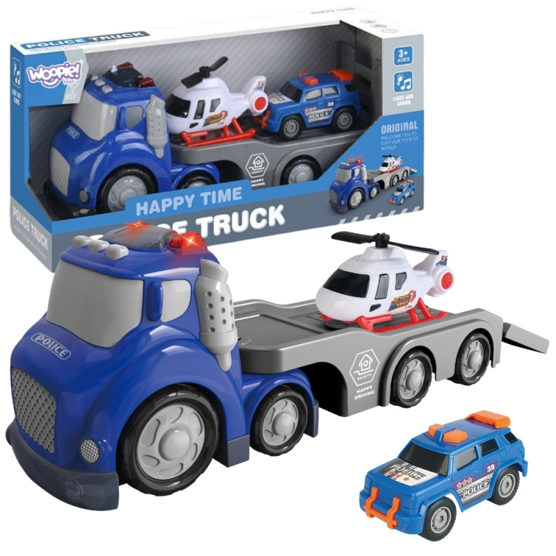 Woopie Modrý Policejní Vlek City Truck se Světelnými a Zvukovými Efekty