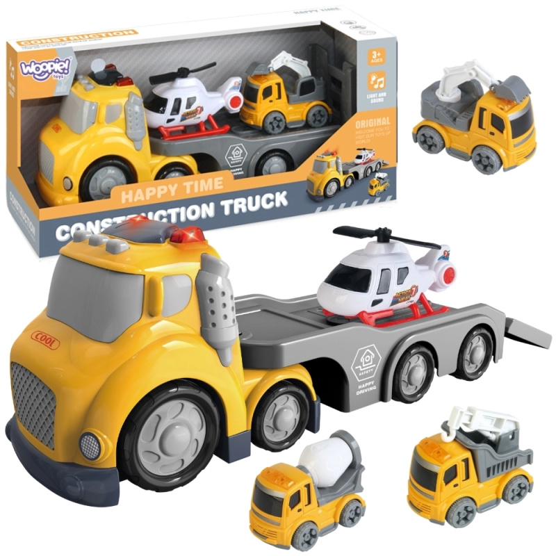 Žlutá odtahová souprava WOOPIE City Truck se světelnými a zvukovými efekty