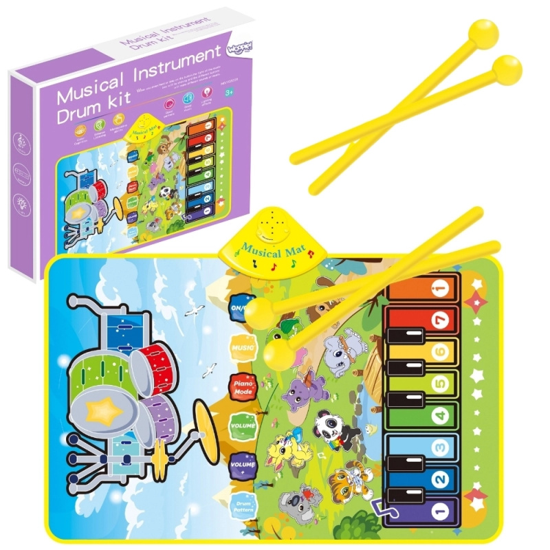 Woopie Hudební Podložka Zvířátka Interaktivní Piano a Bicí 2v1
