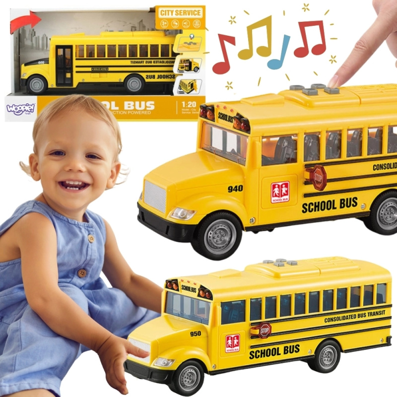 Interaktivní školní autobus WOOPIE 1:20 s efekty a otevíracími dveřmi