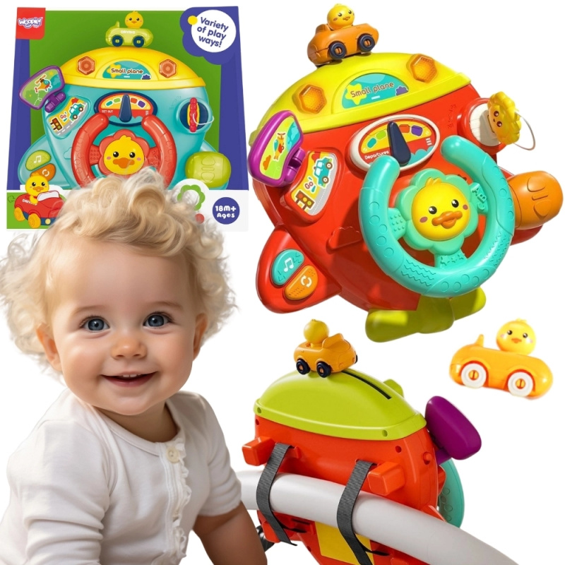 Woopie Baby interaktivní volant letadlo na postýlku a kočárek s efekty 18m+